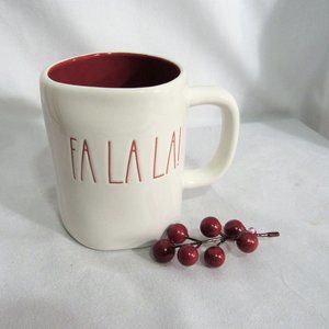 RAE DUNN CHRISTMAS SPIRIT NEW CUP MUG FA LA LA LA LA, RED WHITE
